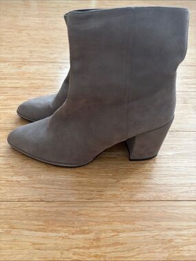 Stuart Weitzman Gray Suede Mid-Block Ankle Boots